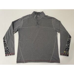 Janji Pullover M Gray Geometric Half Zip Long Sleeve Running Top Zip